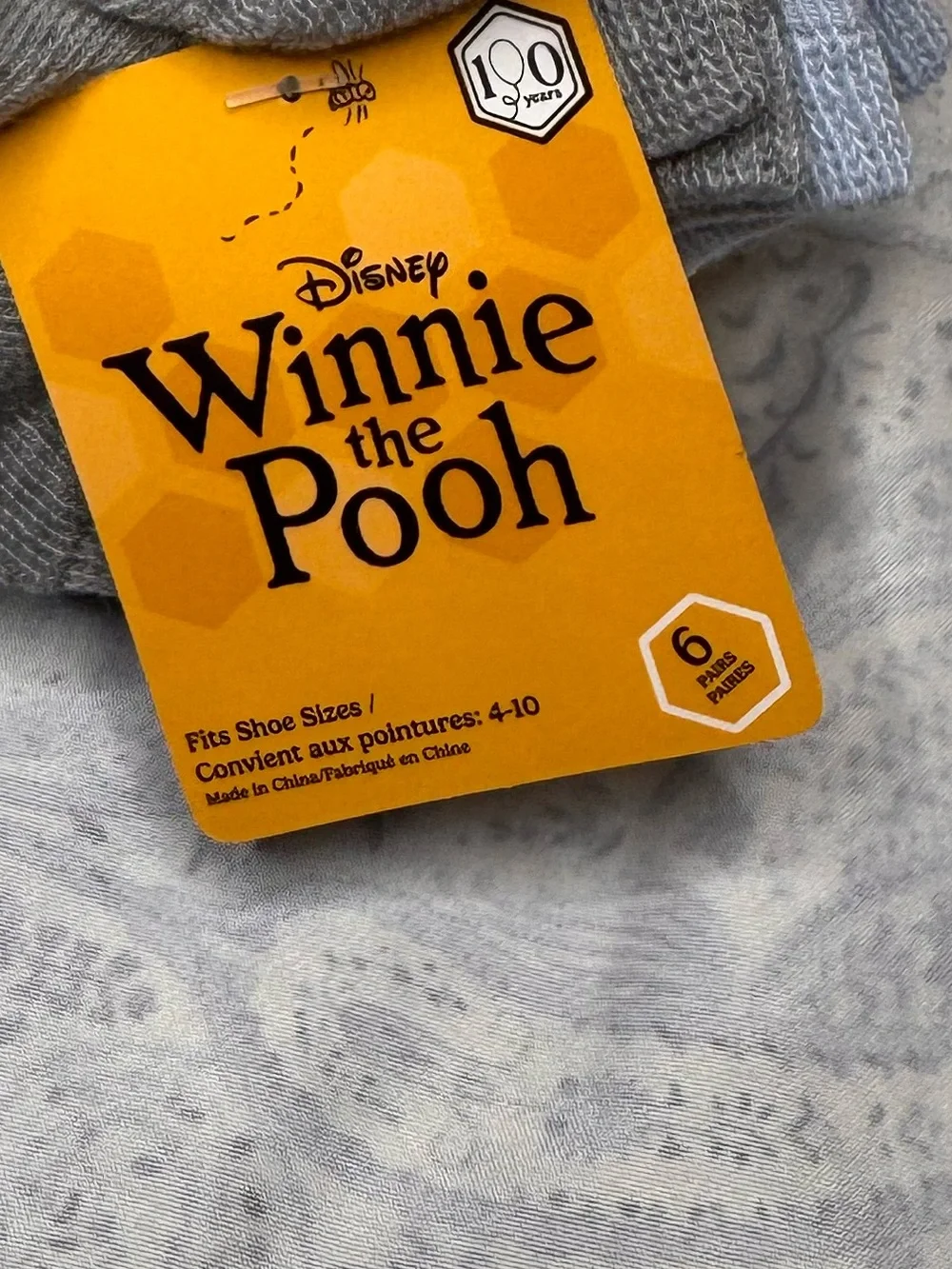 Winnie The Pooh 6 Pack Ankle Socks size 4-10